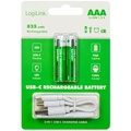 Laddningsbara AAA-batterier med USB-C 2-pack