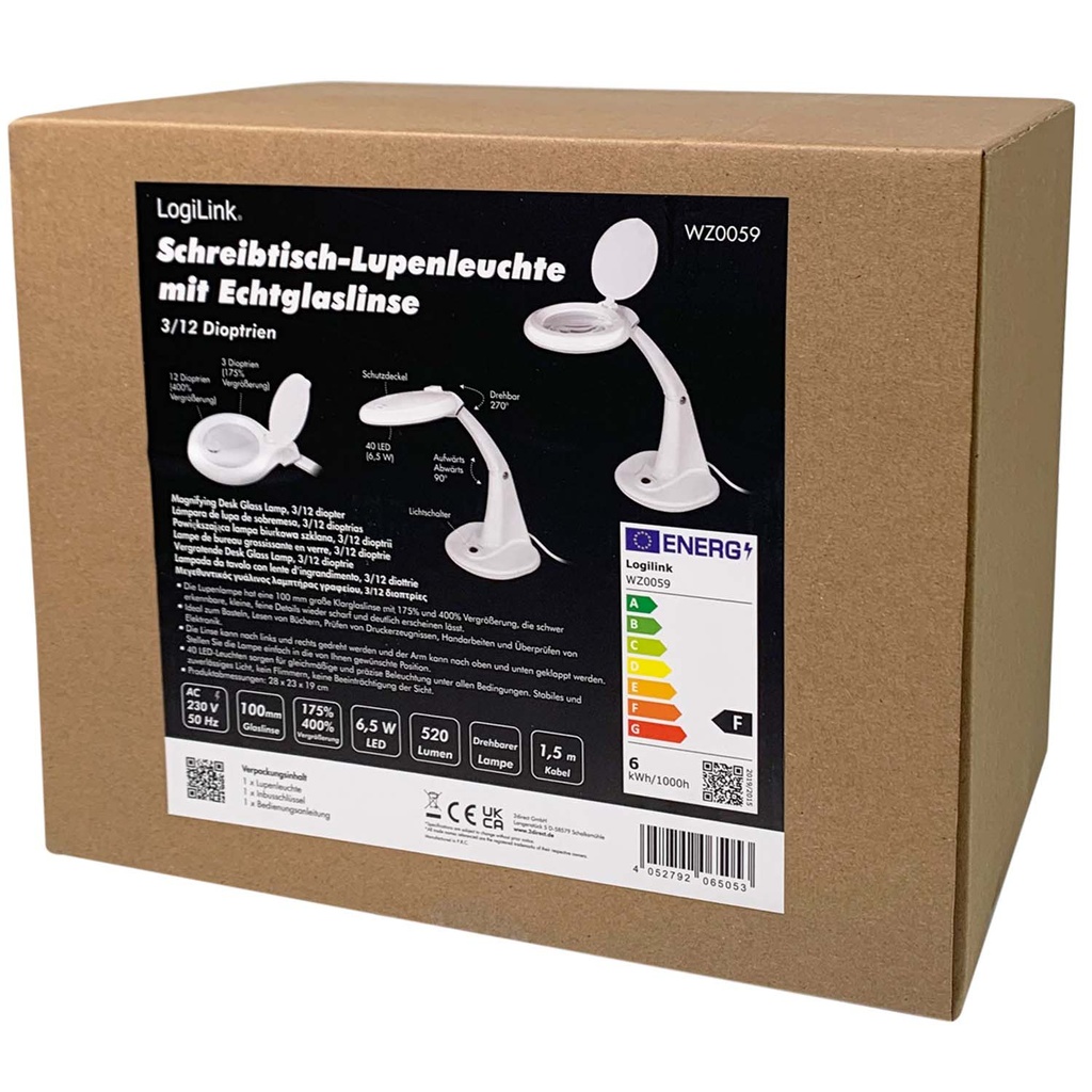 Förstoringslampa 3 dioptrier 6,5 W