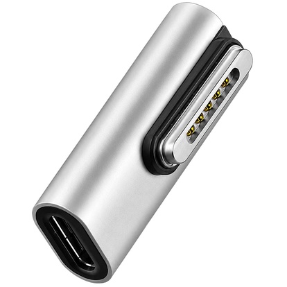 Magnetisk adapter USB-C 140 W PD 3.1 Vinklad Kompatibel med MagSafe 3 Silver