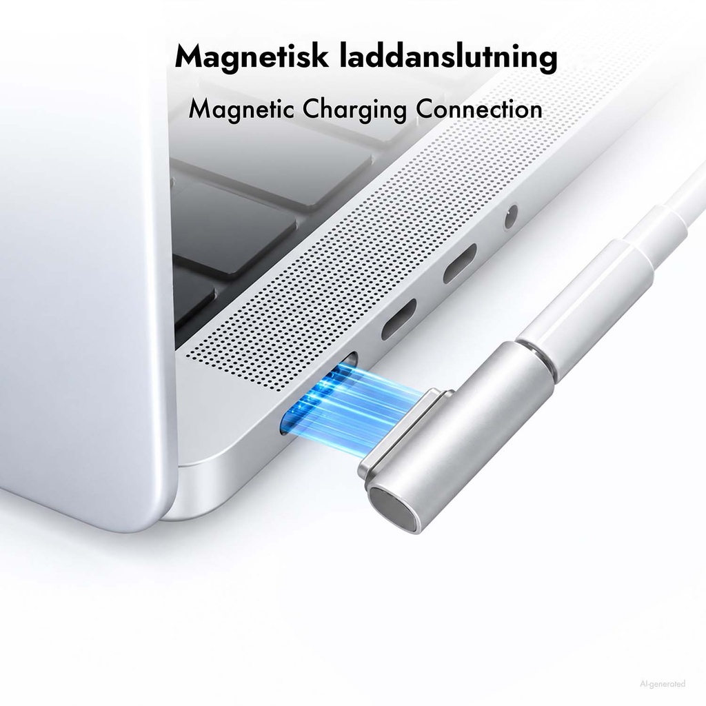 Magnetisk adapter USB-C 140 W PD 3.1 Vinklad Kompatibel med MagSafe 3 Silver