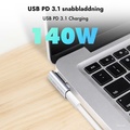 Magnetisk adapter USB-C 140 W PD 3.1 Vinklad Kompatibel med MagSafe 3 Silver