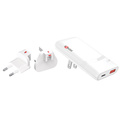 Reseladdare EU-US-UK USB-A/USB-C PD 65W Ojordad Klip Slim Multihead