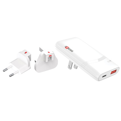 Reseladdare EU-US-UK USB-A/USB-C PD 65W Ojordad Klip Slim Multihead