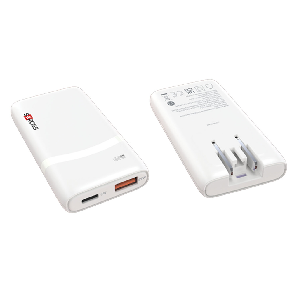 Reseladdare EU-US-UK USB-A/USB-C PD 65W Ojordad Klip Slim Multihead