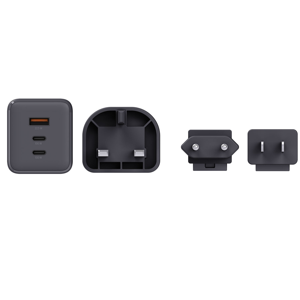 Reseladdare EU-US-UK USB-A/2xUSB-C PD 100W Ojordad Klip Pro Multihead
