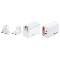 Reseladdare EU-US-UK USB-A/USB-C PD 45W Ojordad Klip Roll Multihead