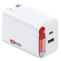 Reseladdare EU-US-UK USB-A/USB-C PD 45W Ojordad Klip Roll Multihead