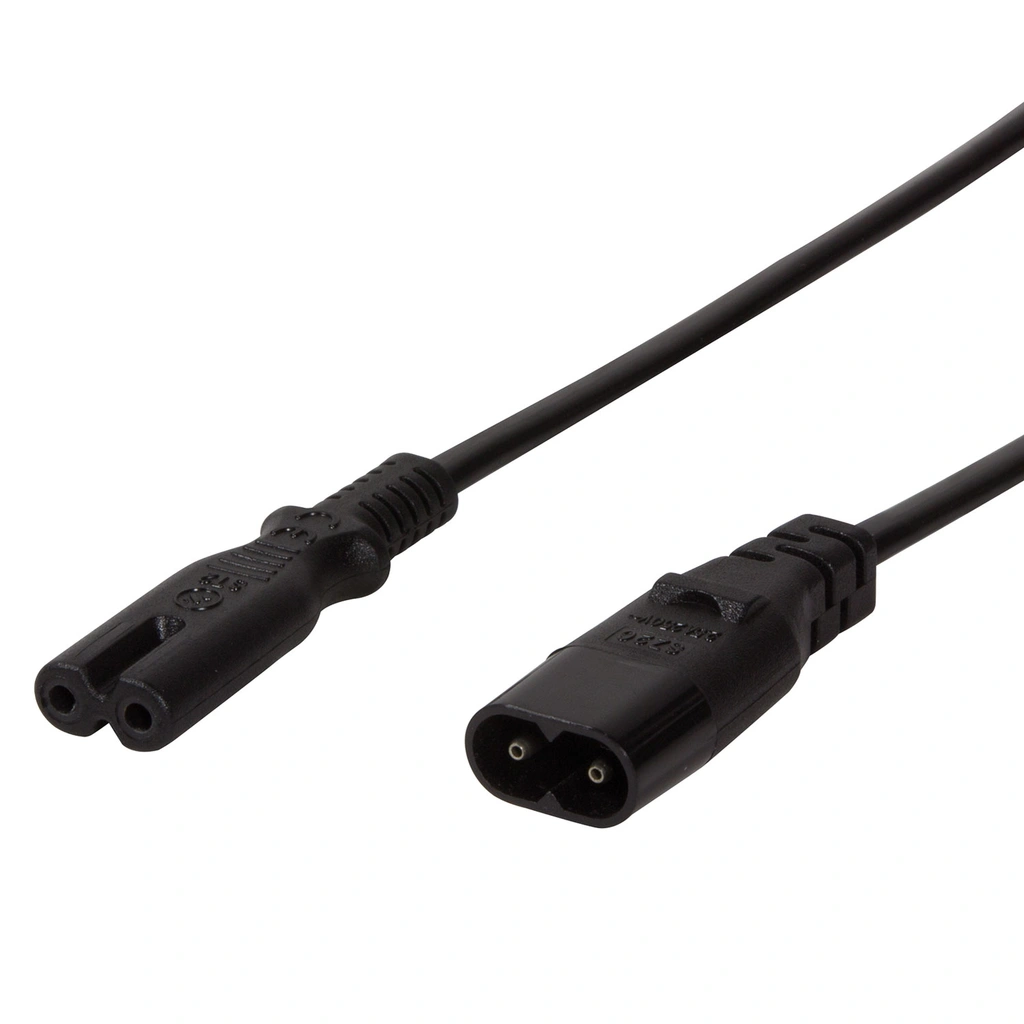 Power extension cable C7 2m Black