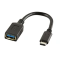 USB-C till USB-A OTG-kabel 15W 0,15m Svart