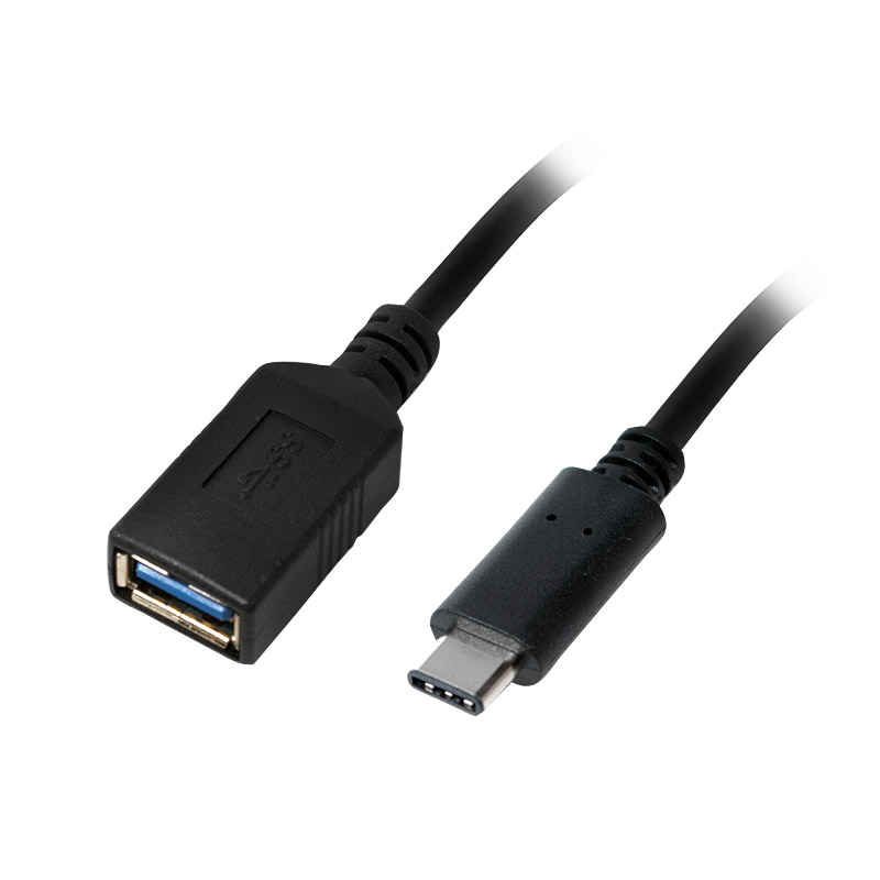 USB-C till USB-A OTG-kabel 15W 0,15m Svart