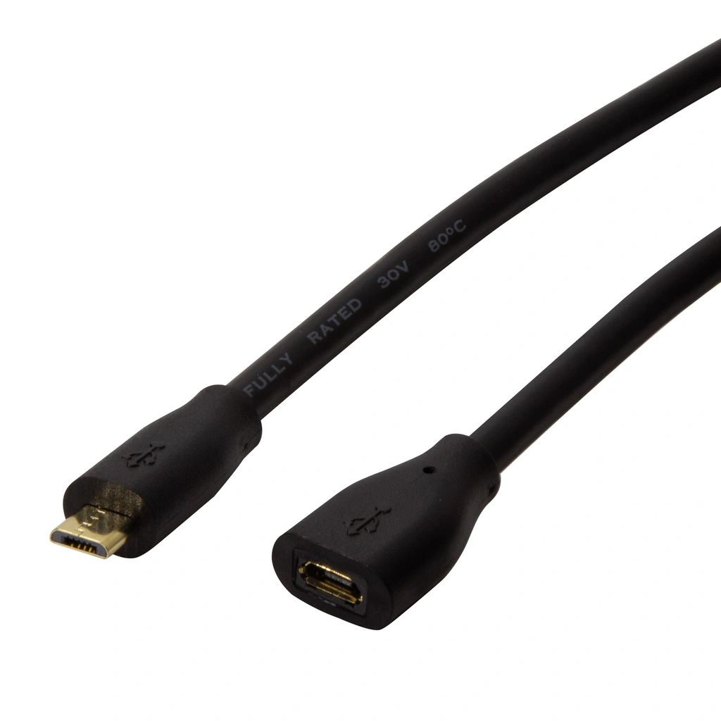 MicroUSB Förlängningskabel 3m Svart
