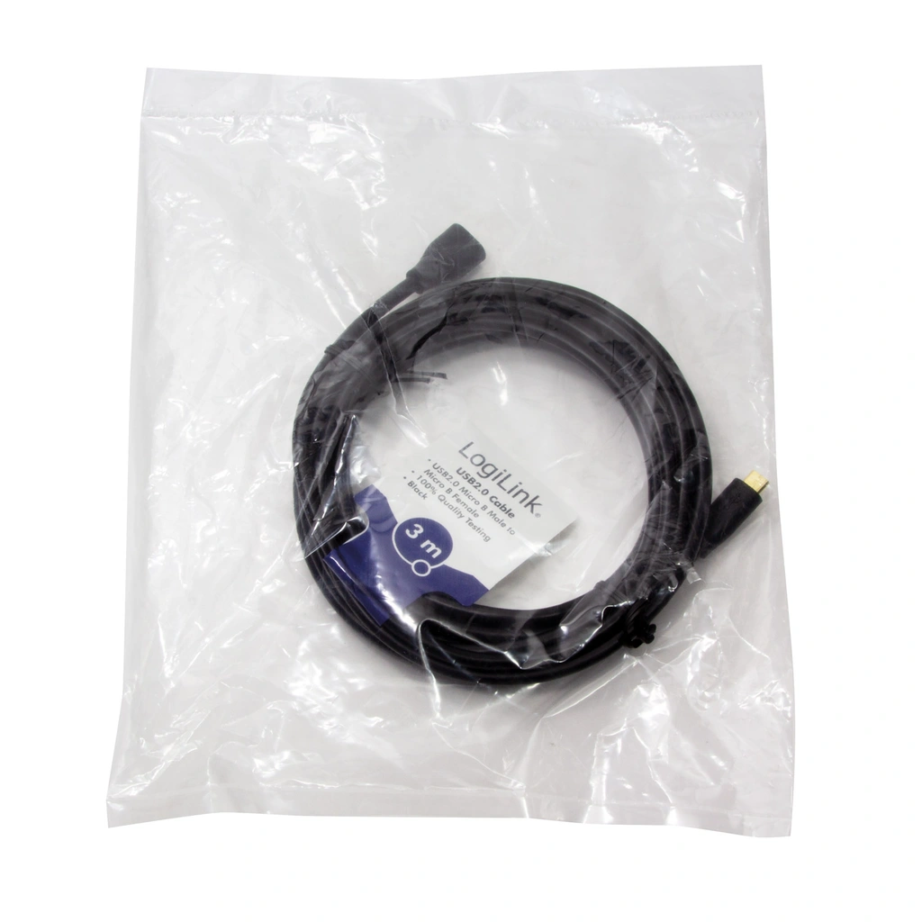 MicroUSB Förlängningskabel 3m Svart