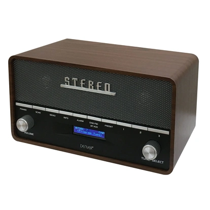 Radio FM DAB+ Klocka Bluetooth DAB-36 Trähölje