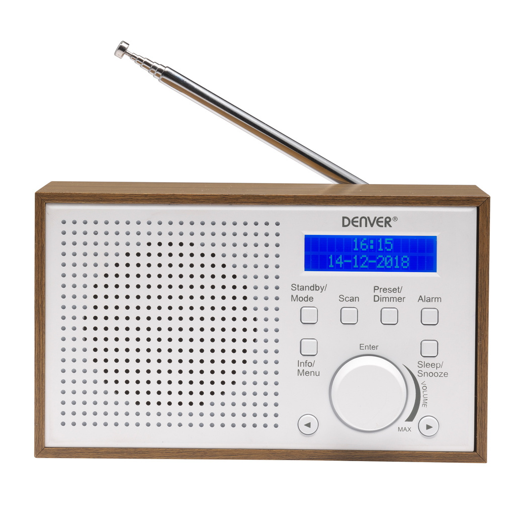 Radio DAB+/FM Klocka Alarm DAB-46W Trä/Vit