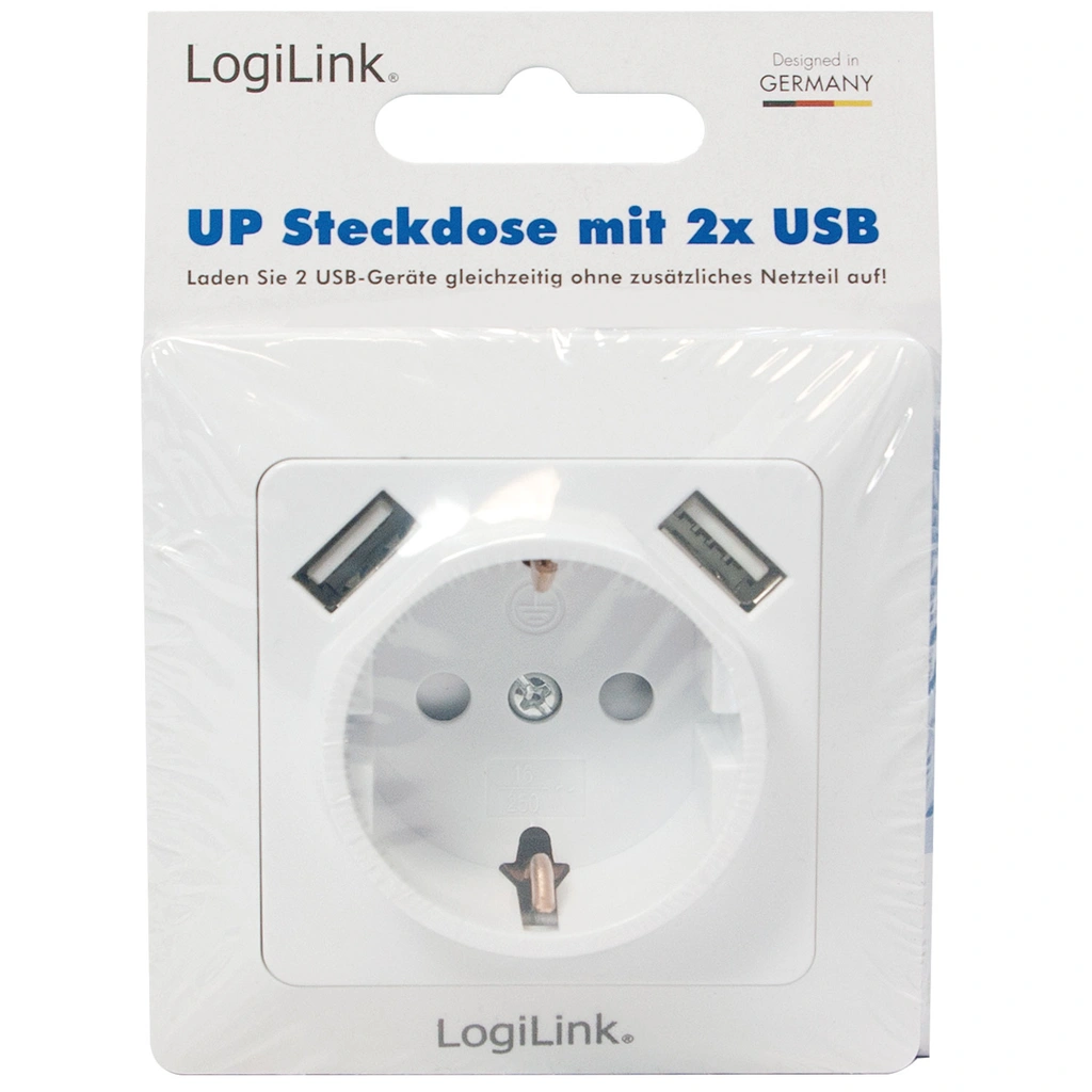 Vägguttag 230V med 2xUSB 2,1A