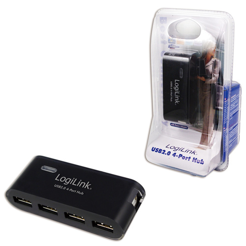 USB 2.0-hub 4-port Svart