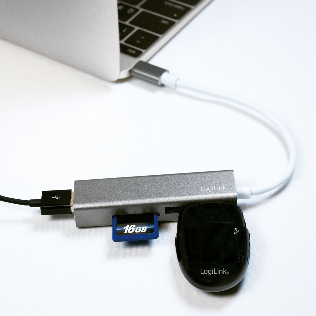 USB-C Hub 3port+minneskortsläs