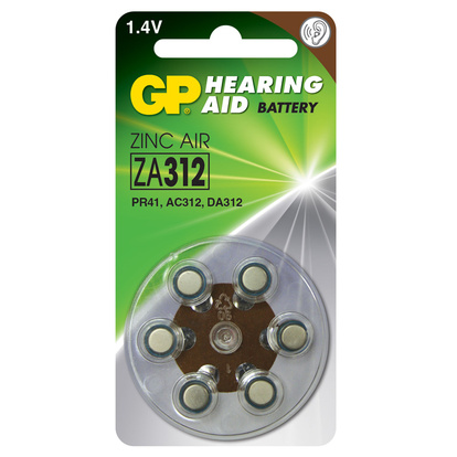 ZA 312 PR41 Hörapparatsbatteri 6-p