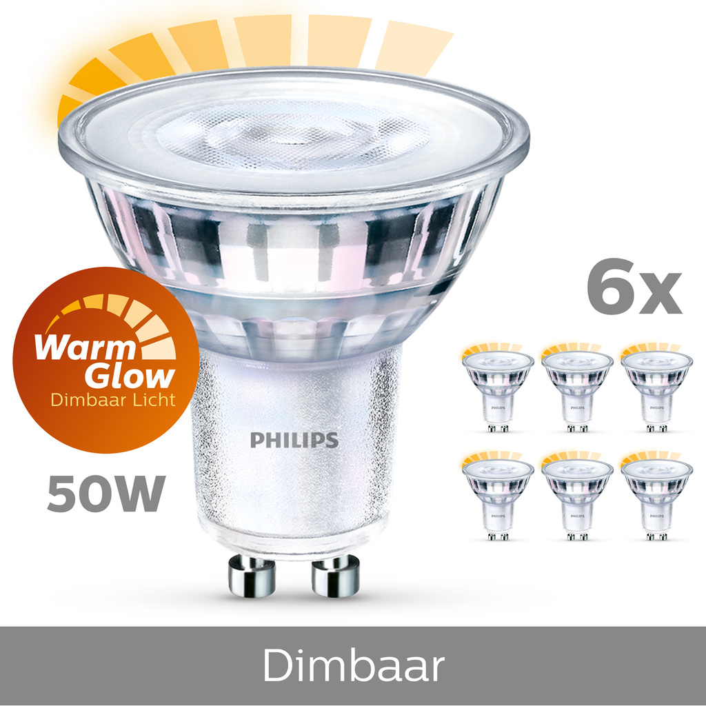 6-pack LED GU10 50W Dimbar WarmGlow