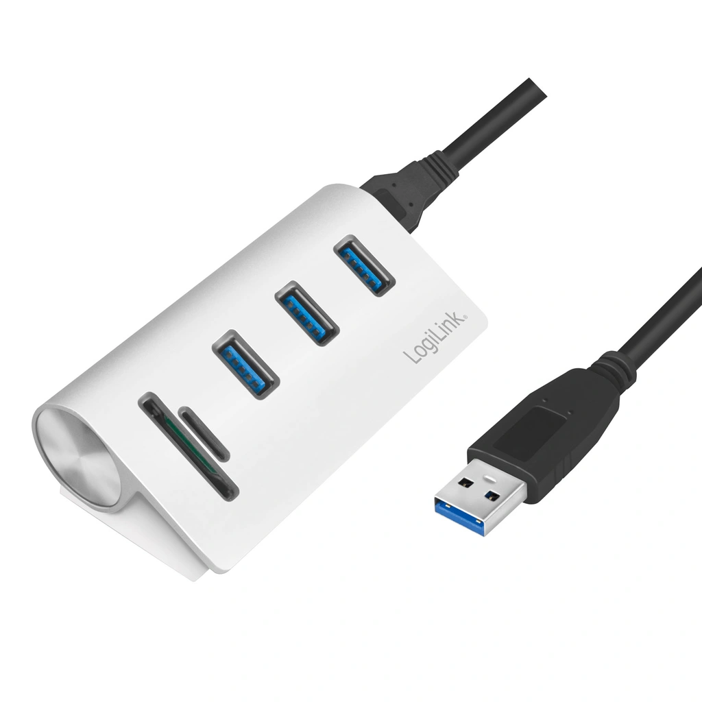 USB3.0 3-port hub + minneskortsläsare