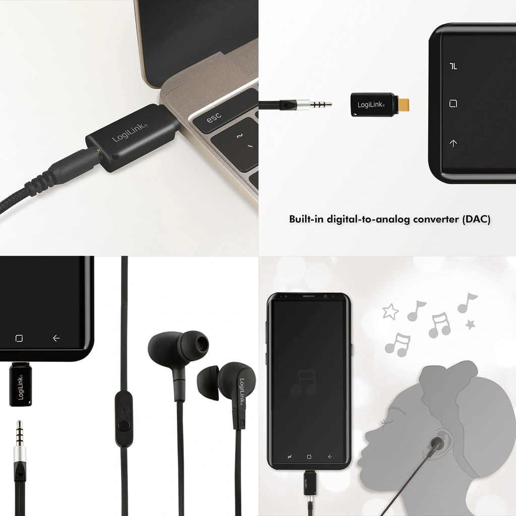 USB-C 3,5mm-ljudadapter med DAC