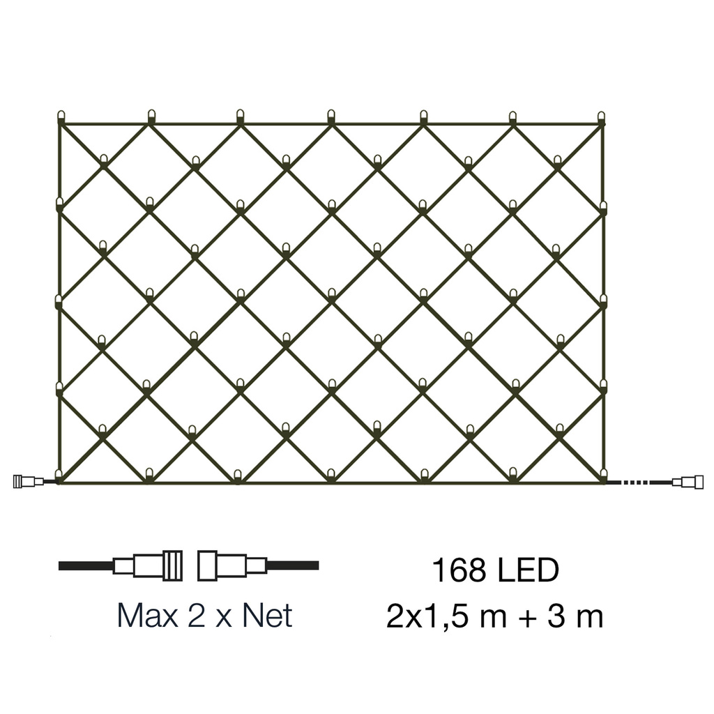 Net Ljusnät 2x1,5m med 168 ljuspunkter