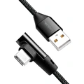 USB-A till USB-C Kabel Vinklad Flätad 15W 0,3m Svart