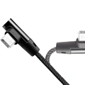 USB-A till USB-C Kabel Vinklad Flätad 15W 0,3m Svart