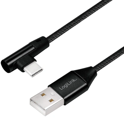 USB-A to USB-C Cable Angled Braided 15W 1m Black