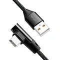 USB-A till USB-C Kabel Vinklad Flätad 15W 1m Svart