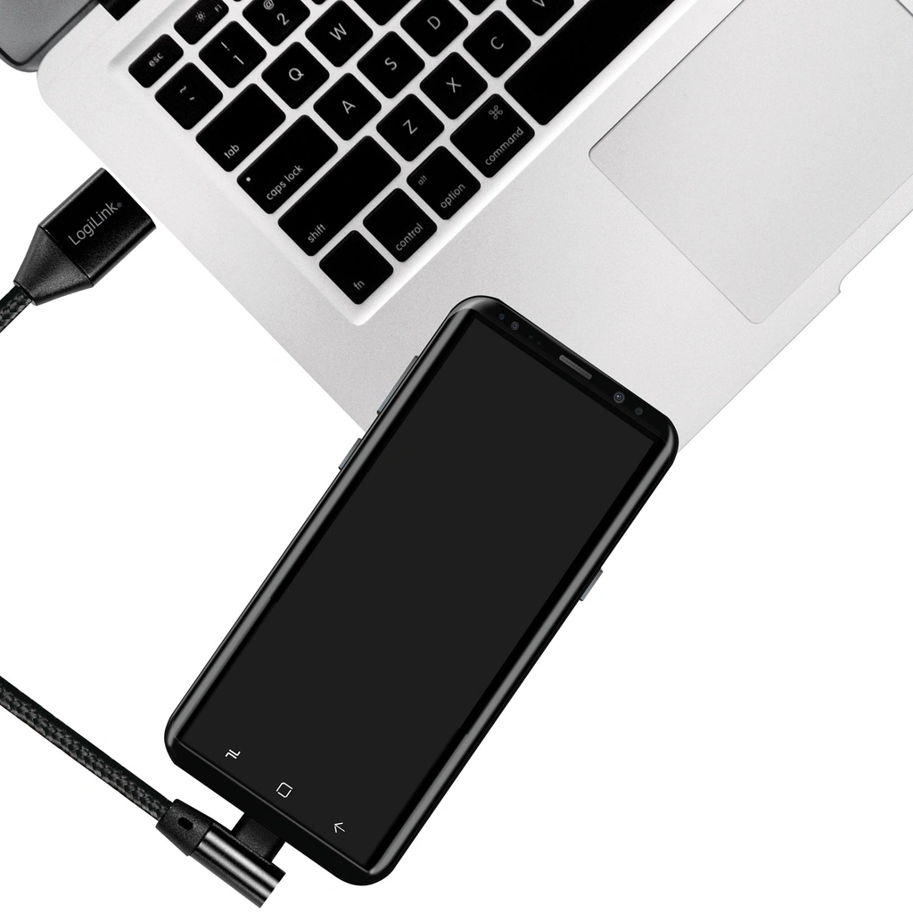 USB-A till USB-C Kabel Vinklad Flätad 15W 1m Svart