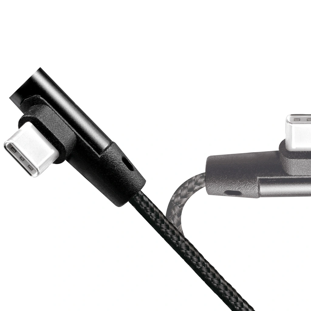 USB-A till USB-C Kabel Vinklad Flätad 15W 1m Svart