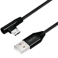 USB-A till MicroUSB Kabel Vinklad Flätad 15W 1m Svart