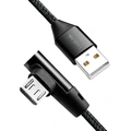 USB-A till MicroUSB Kabel Vinklad Flätad 15W 1m Svart