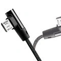 USB-A till MicroUSB Kabel Vinklad Flätad 15W 1m Svart