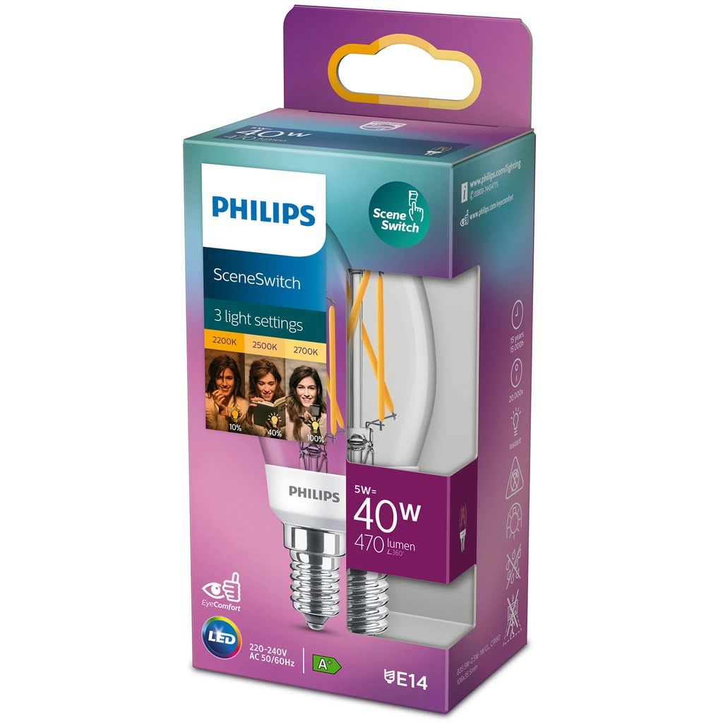 LED SceneSwitch E14 P45 Kron 40-18-9W Klar