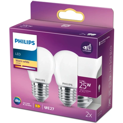 2-pack LED E27 P45 Klot 25W Frost 250lm
