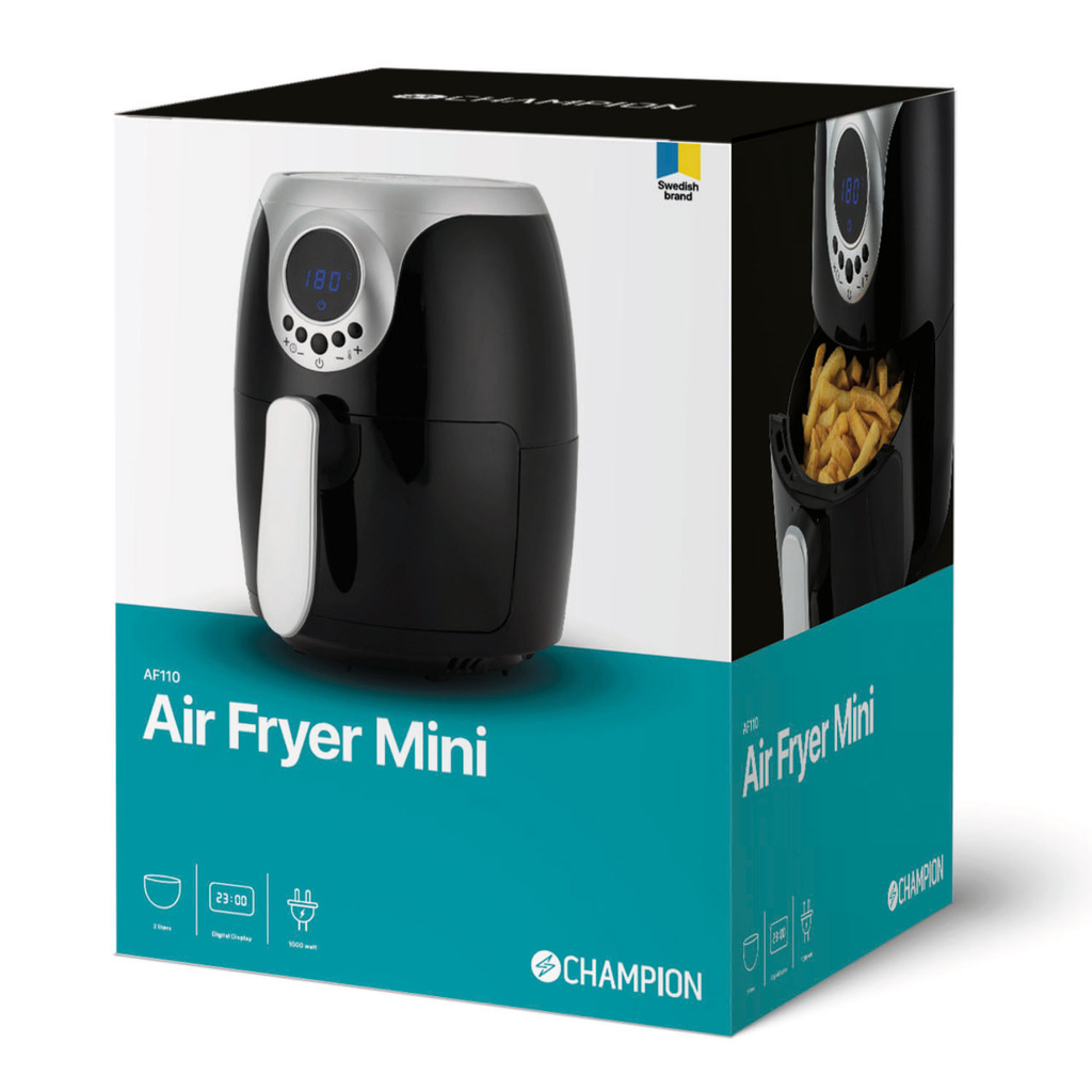 Air Fryer Mini 2,0L 1000W AF110 Svart/Silver