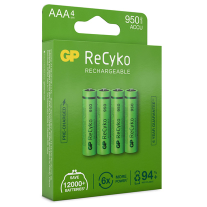 ReCyko Laddningsbara AAA-batterier 950mAh 4-p