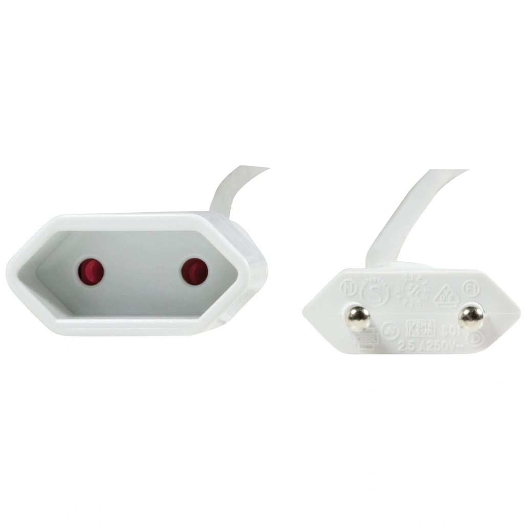 Förlängningskabel Ojordad Euro CEE 7/16 3m Vit