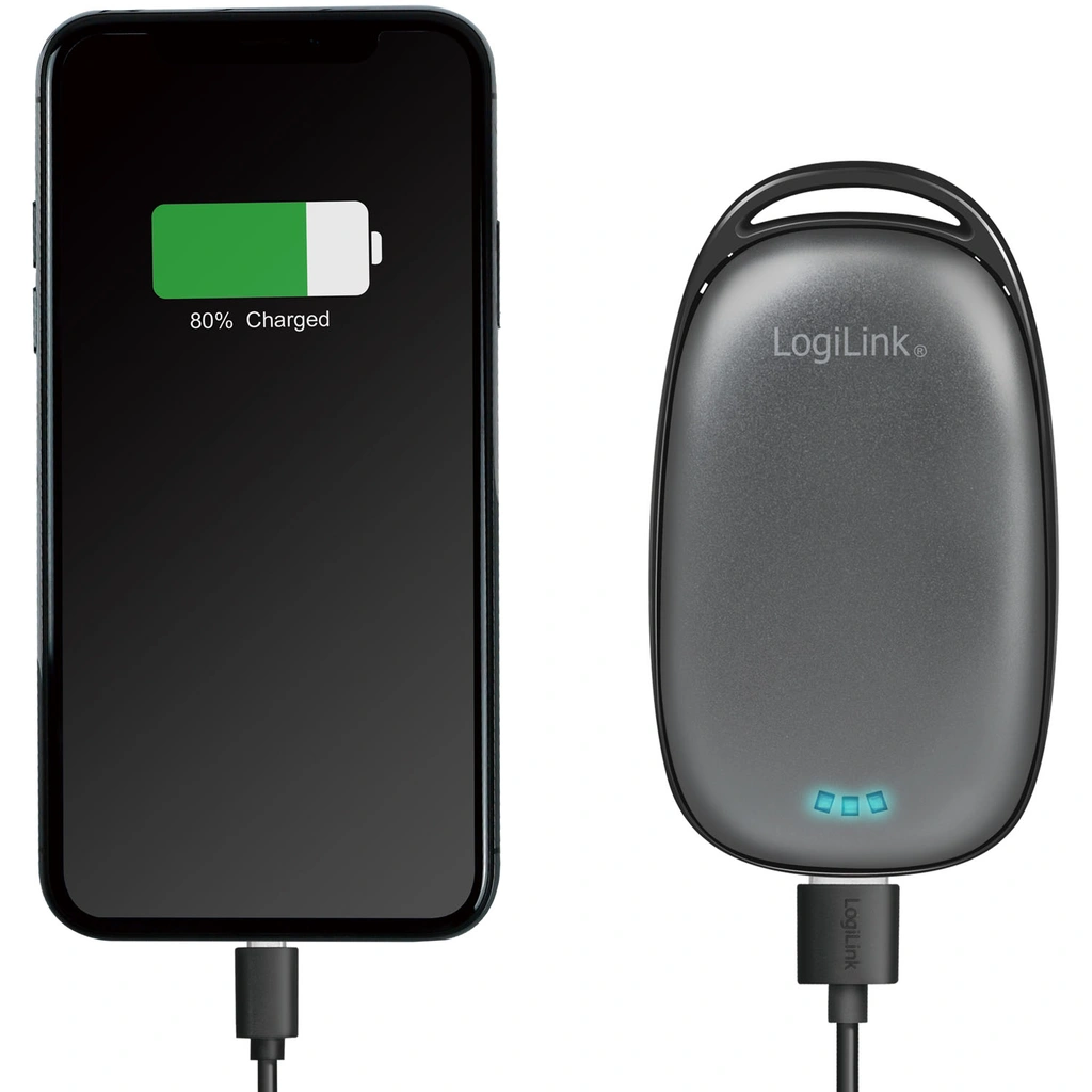 PowerBank 4.000 mAh 10W Handvärmare Metallgrå