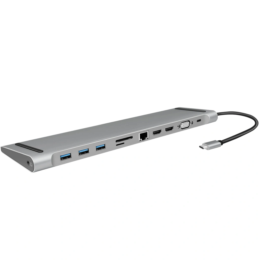 USB-C-dockningsstation 11-i-1 HDMI/VGA/RJ45/USB-C 100W