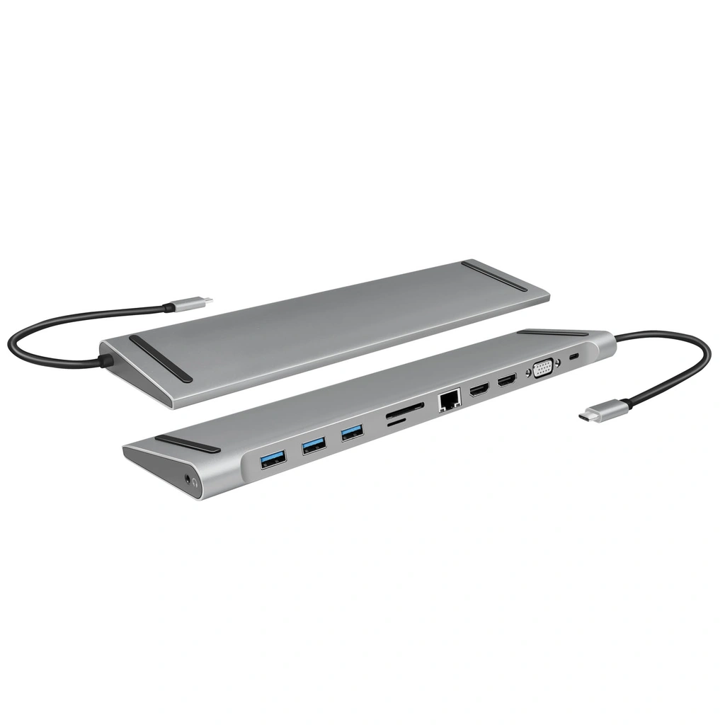 USB-C-dockningsstation 11-i-1 HDMI/VGA/RJ45/USB-C 100W