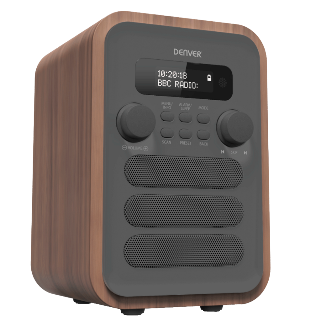 FM/DAB+ Radio Bluetooth Trä/grå