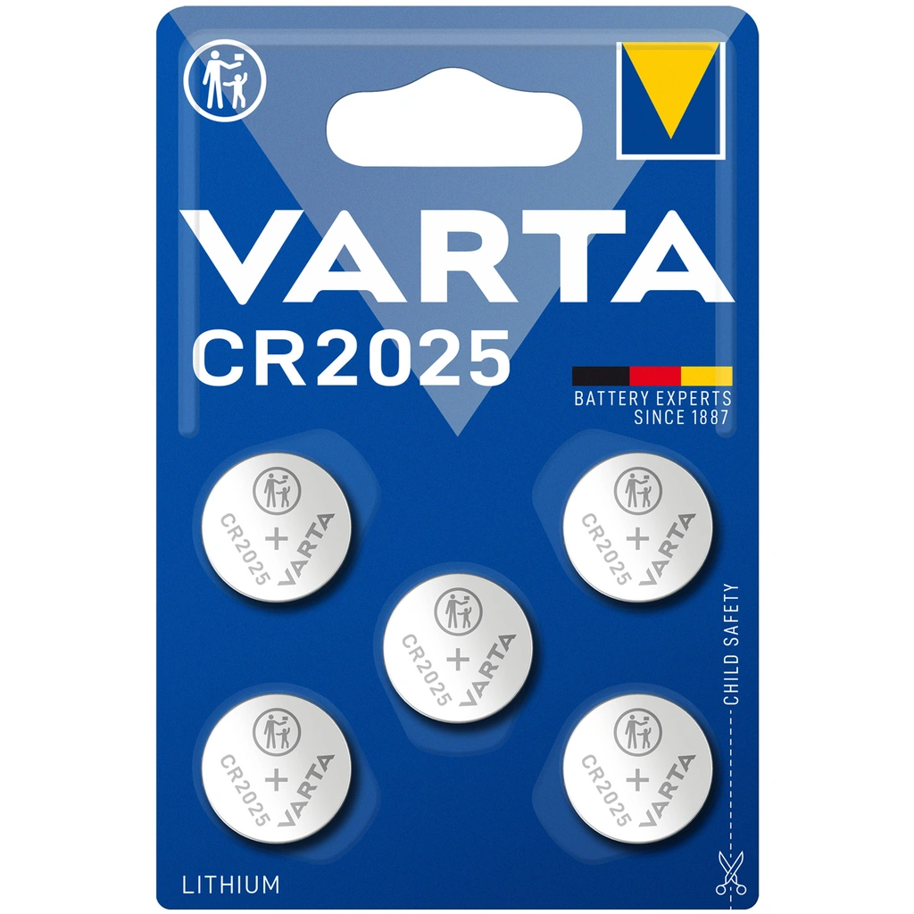 CR2025 3V Lithium Coin Cell Battery 5-pack