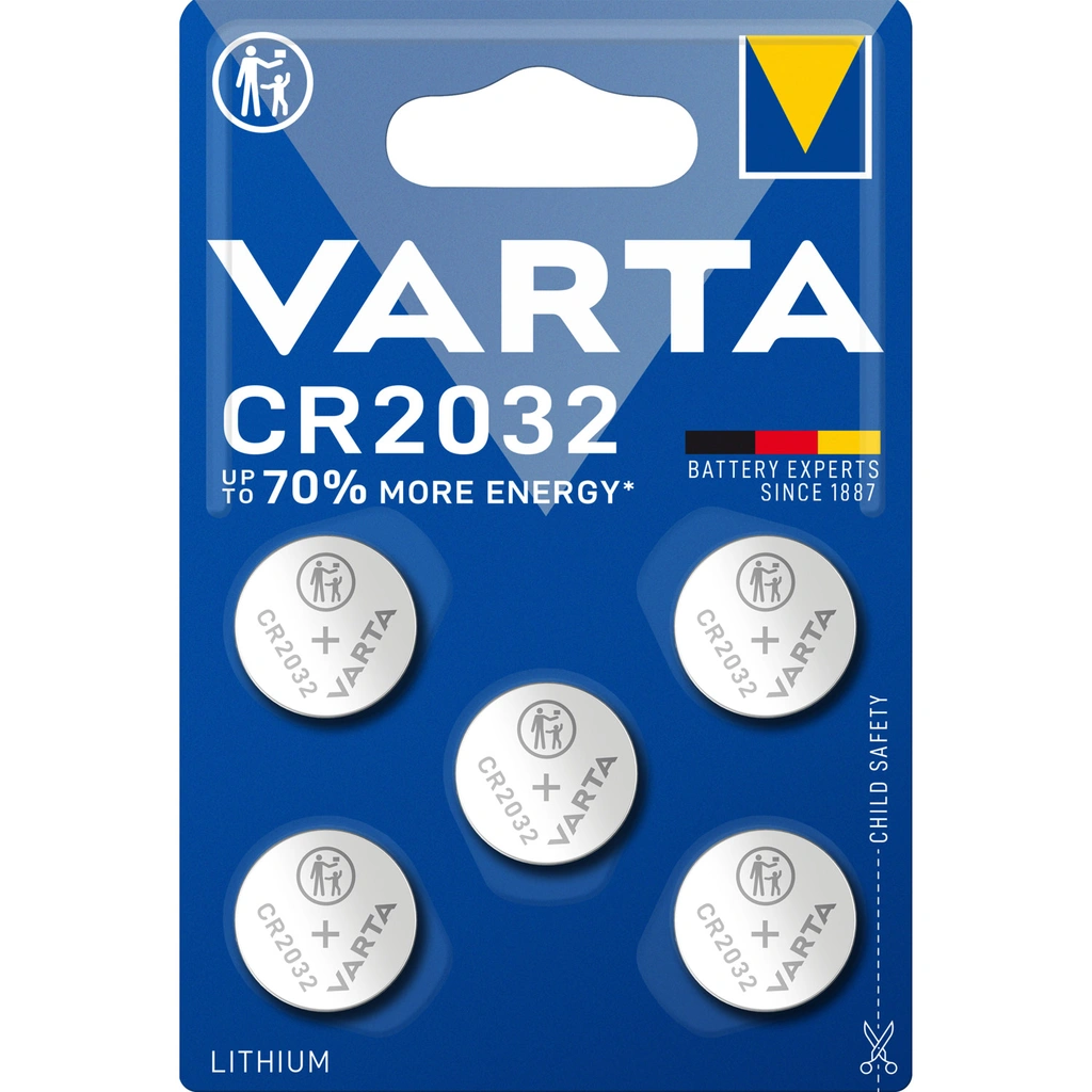 CR2032 3V Lithium Coin Cell Battery 5-pack